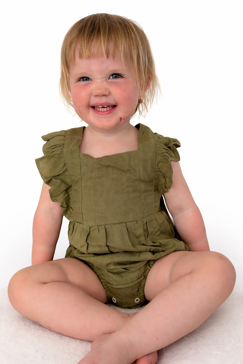 Khaki ruffle Romper