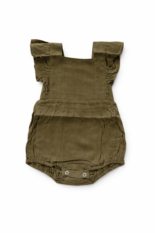 Khaki ruffle Romper